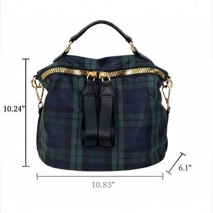 Melbee Stitches Plaid Zip Crossbody Bag